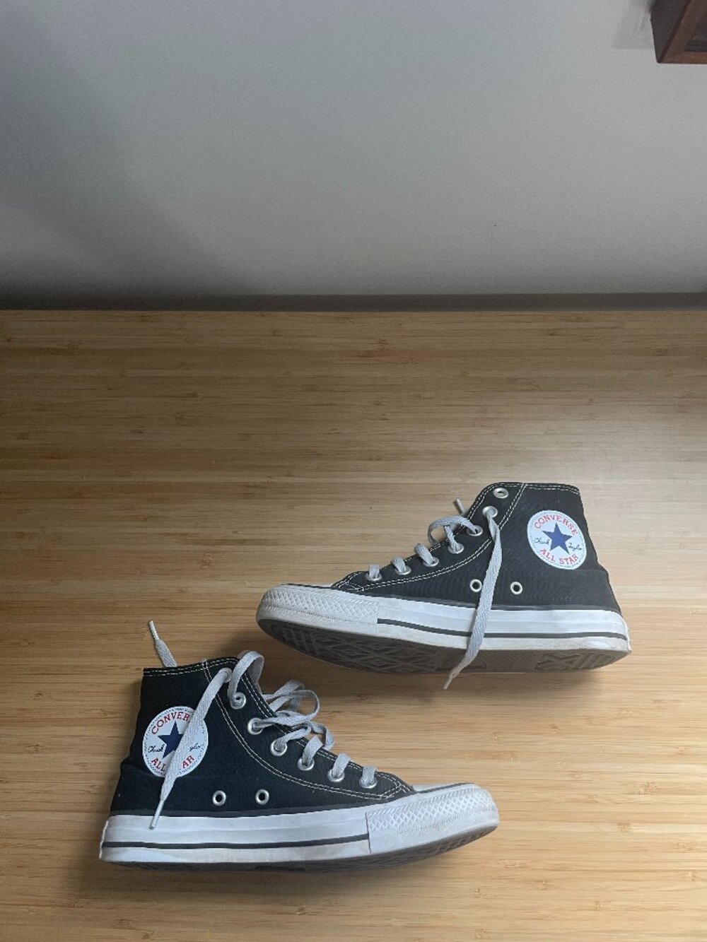 Black and White high top converse